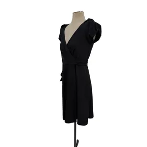 Diane Von Furstenberg Peyton Wrap Dress Puff Sleeve Knee Length Black 4 thumbnail 5