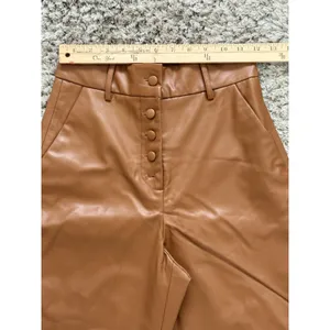 Zara Women’s Brown Faux Leather High Waisted Wide Leg Pants Button Fly XS NWT thumbnail 9