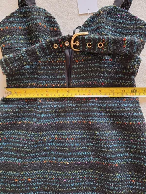 NWT Lovers and Friends Luz Tweed Mini Dress XS Black Blue Multi Belted Revolve thumbnail 13