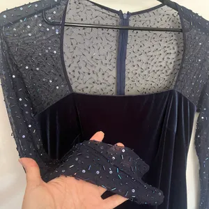 JS Boutique Y2K Velvet Beaded Sheer Formal Dress 12 Whimsigoth Dark Romantic thumbnail 4