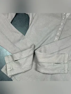 FP Movement by Free People Taupe Snap Henley Long Sleeve Top thumbnail 4