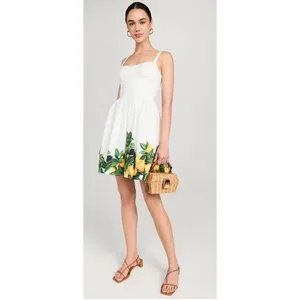 Amanda Uprichard Napoli Lemon Print Cotton Mini Dress White Size‎ S thumbnail 4