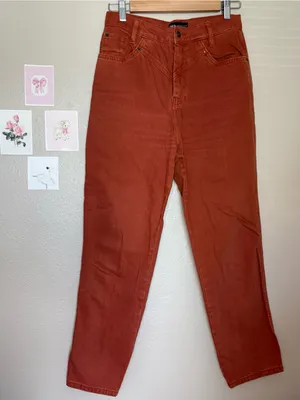 Zara women’s High-Waisted Rust Orange Jeans bohemian casual size 4 fall aesthet thumbnail 2