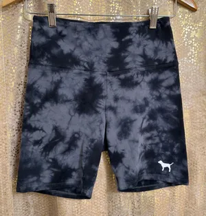 PINK Victorias Secret Gray Black Tie Dye Cotton‎ Bike Shorts Small thumbnail 1