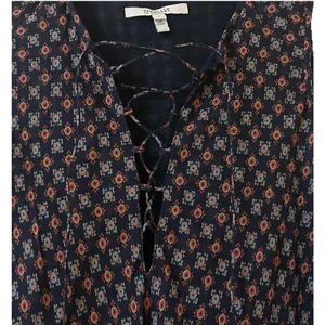 Derek Lam 10 Crosby Navy Silk Handkerchief Dress Sz 6 Lace Up Layered Flowy Boho thumbnail 2