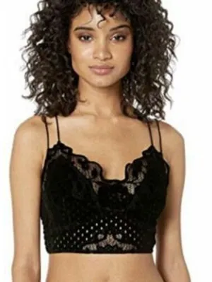 Free People‎ FP One Adella Lace Bralette S Velvet Fairy Whimsigoth Festival Boho thumbnail 1