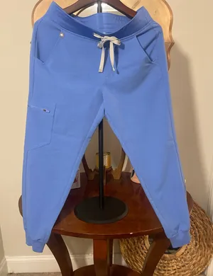 Figs Zamora Jogger Scrub Pants with Drawstring in Cell Blue thumbnail 1