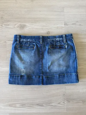 Vintage Y2K Bebe Denim Mini Skirt Low Rise Distressed Made In USA thumbnail 4