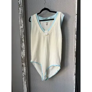 Free People Intimately V Neck Bodysuit Ribbed Tennis Country‎ Club Preppy large thumbnail 4