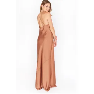 Show Me Your MuMu Tuscany Maxi Slip Dress Copper Luxe Satin Size Small thumbnail 3