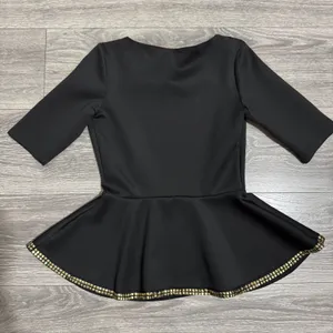 New Dorothy Perkins Black Peplum Top Gold‎ Studded Neckline Hem Women Size XS thumbnail 10