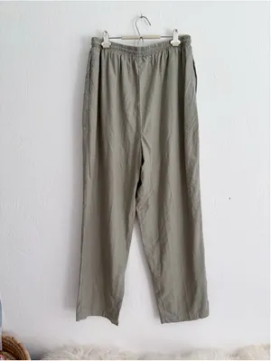 Women's Unbranded Silk Trousers Green Size 1X Silk Noil Raw Silk Drawstring thumbnail 2