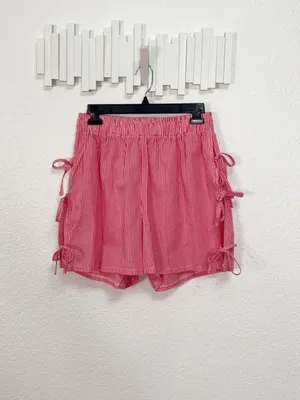 Miss Sparkling Red Gingham High Waist Shorts Side Tie Pocket Cottagecore Summer thumbnail 2