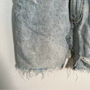 Zara Trafaluc Women's Sz Small Cut Off Denim Mini Skirt Light Acid Wash Distress thumbnail 6