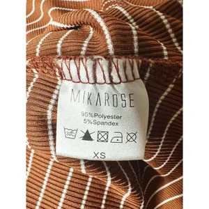 Mikarose Women's XS Rust Striped Ribbed Long Sleeve Top‎ Minimalist Earth Tones thumbnail 8