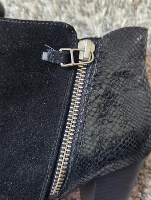 Vionic Anne Black Suede Snakeskin Booties thumbnail 3
