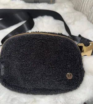 lululemon athletica Black Sherpa Crossbody Belt Bag with Gold Hardware thumbnail 1