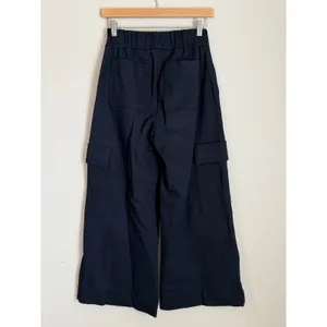 ME+EM Wide Leg Pants Women 2 Navy Blue Cargo High Waist Viscose Twill 023TJ426 thumbnail 3