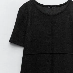 ZARA Dark Gray Short‎ Sleeve Crewneck Cotton Blend Soft Mini Dress Size Small thumbnail 4