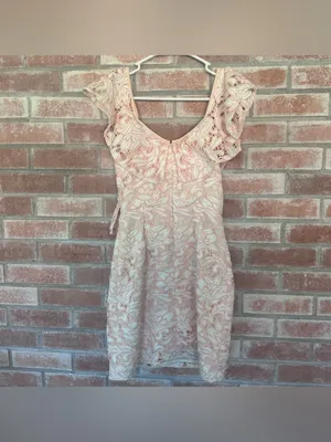 Club Monaco Lace Dress Sheath Women’s 00 Pink Ruffle Feminine Angel Coquette thumbnail 6