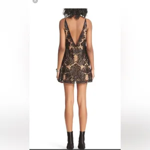 Revolve Free People Night Shimmers Mini Dress Black lace sequins 4 small thumbnail 4