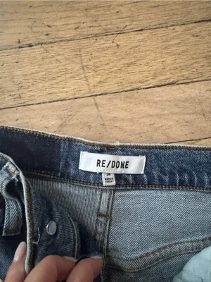 Re/Done Classic Button-Fly Distressed Women’s Jeans - Blue thumbnail 6