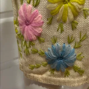 Women’s 1950-60s Jeri Jo Floral Embroidered Wool Cream Cardigan thumbnail 4