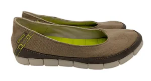 Crocs Stretch Sole Ballet Canvas Flats Khaki Tan‎ Womens 7 Comfort Walking Shoes thumbnail 1