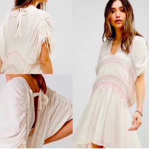Free People Embroidered dress has peasant-style romantic, vintage-inspired Sz S thumbnail 2