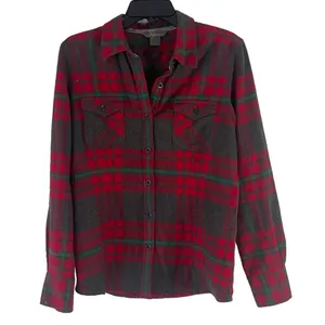 Natural Reflections Women's Size Medium Red Grey Plaid Soft Flannel Button Up‎ thumbnail 1