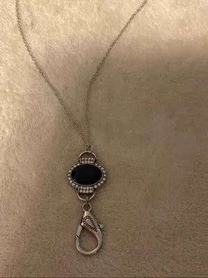 Paparazzi Silver-Tone Necklace with Deep Blue Oval Accent thumbnail 2