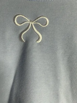 As Revival Altar’d State Light Blue with White Embroidered Bows Sweater Small thumbnail 2
