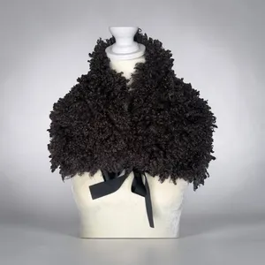 Steve Mac New York Curly Collar Shawl Eggplant OS thumbnail 2