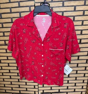 Red bandana print pajama shirt set size small thumbnail 1