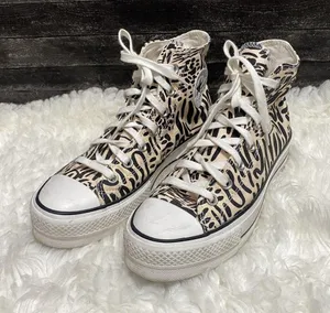 Converse Jungle Art Platform High Top Shoes Neutral Animal Print Y2k Streetcore thumbnail 1