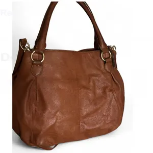 J.Crew Brown Leather Turnlock Double Handles Satchel Shoulder Bag thumbnail 2