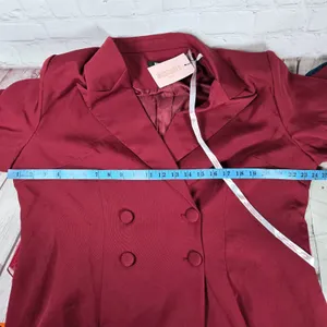 Missguided Plus Size 18 Blazer‎ Dress Mesh Bow Waist Burgundy Red Party thumbnail 9