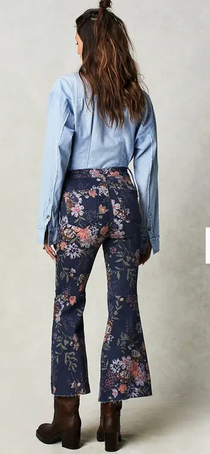 Free People High Waisted Floral Jeans thumbnail 3