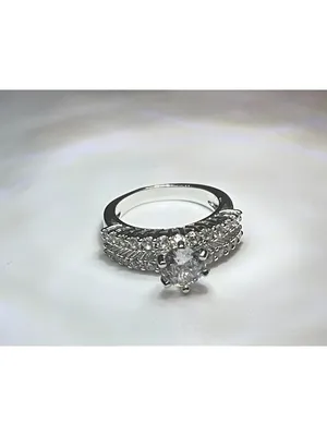 Women’s Stainless Steel Round Cut Cubic Zirconia Double Row Pavé Statement Ring thumbnail 6