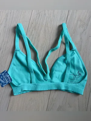 Free People Keira Seamless Bra Bralette in Seafoam Blue / Green NWT thumbnail 4