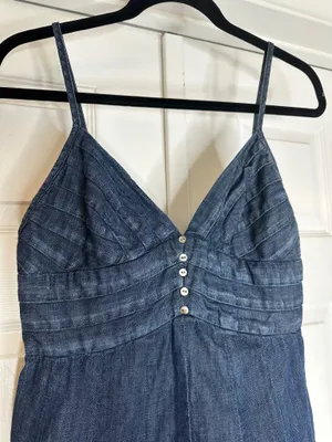 7 For All Mankind Denim Mini Dress Size Small 100% Cotton Y2K Spaghetti Strap thumbnail 2