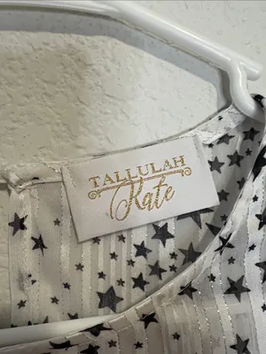 Tallulah Kate White flowy tiered Blouse Black Stars and Balloon Sleeves thumbnail 2
