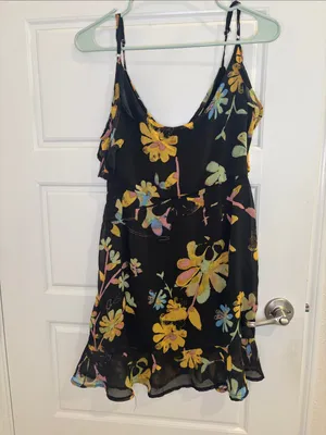 Urban Outfitters UO Black Floral Ruffle Mini Dress Y2K Medium thumbnail 4