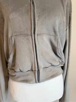 SKIMS Velour Zip Up Hoodie Jacket in Smoke size large limited edition NWOT thumbnail 8