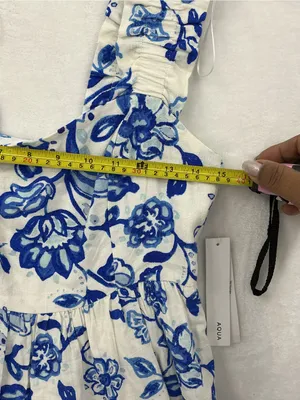 Aqua White Dress with Blue Floral Print 1163 thumbnail 6