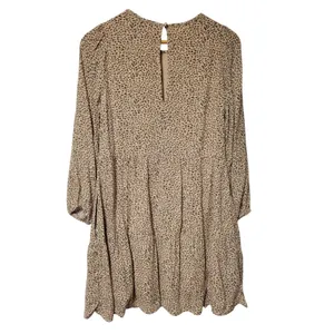 Abercrombie Fitch Leopard Print Tiered Mini Dress Size XS Tan Pockets Cheetah thumbnail 2