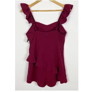 Wake Up Ruffle Romper Maroon Size Small thumbnail 2