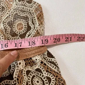 Free People XS Crochet Lace Maxi Cover Up Brown Boho Beach Resort thumbnail 8