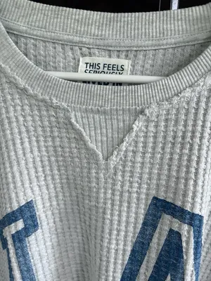 Like New Aerie Big Hug Waffle Knit L.A. Graphic Top Grey Oversized Small thumbnail 9