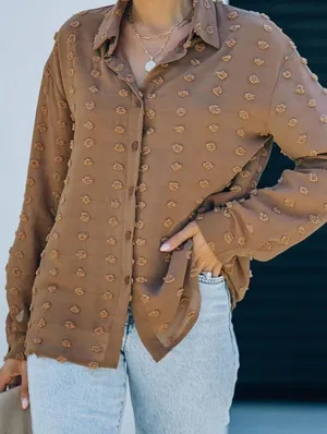 Amazon Brown Button Up Blouse thumbnail 1